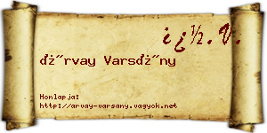 Árvay Varsány névjegykártya